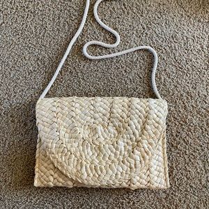 Straw Clutch with Rope Shoulder Strap